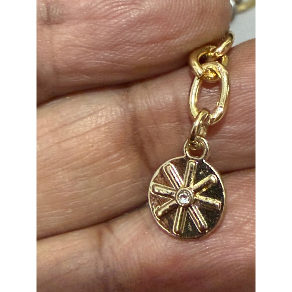 Graziano Mixed Metal Link Necklace Gold Tone Silver Tone Gunmetal Pave Accents - Picture 13 of 16